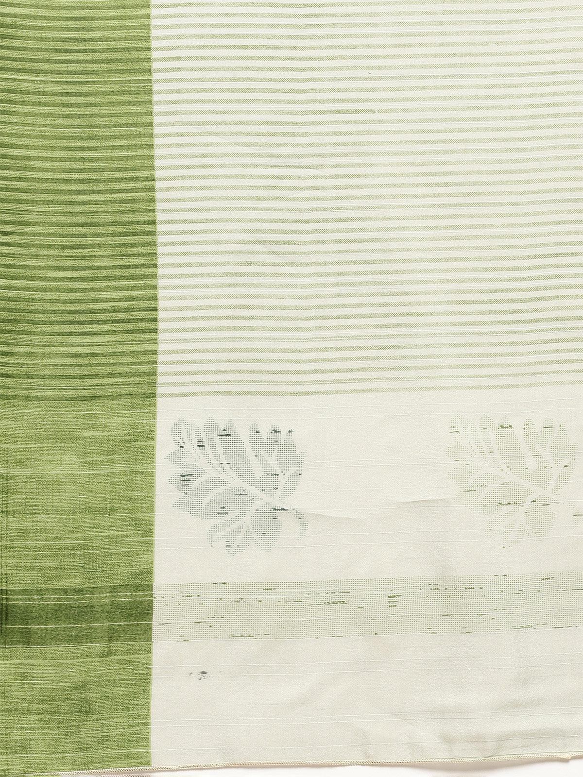 Women's Bhagalpuri Silk Sea Green Printed Saree With Blouse Piece - Odette