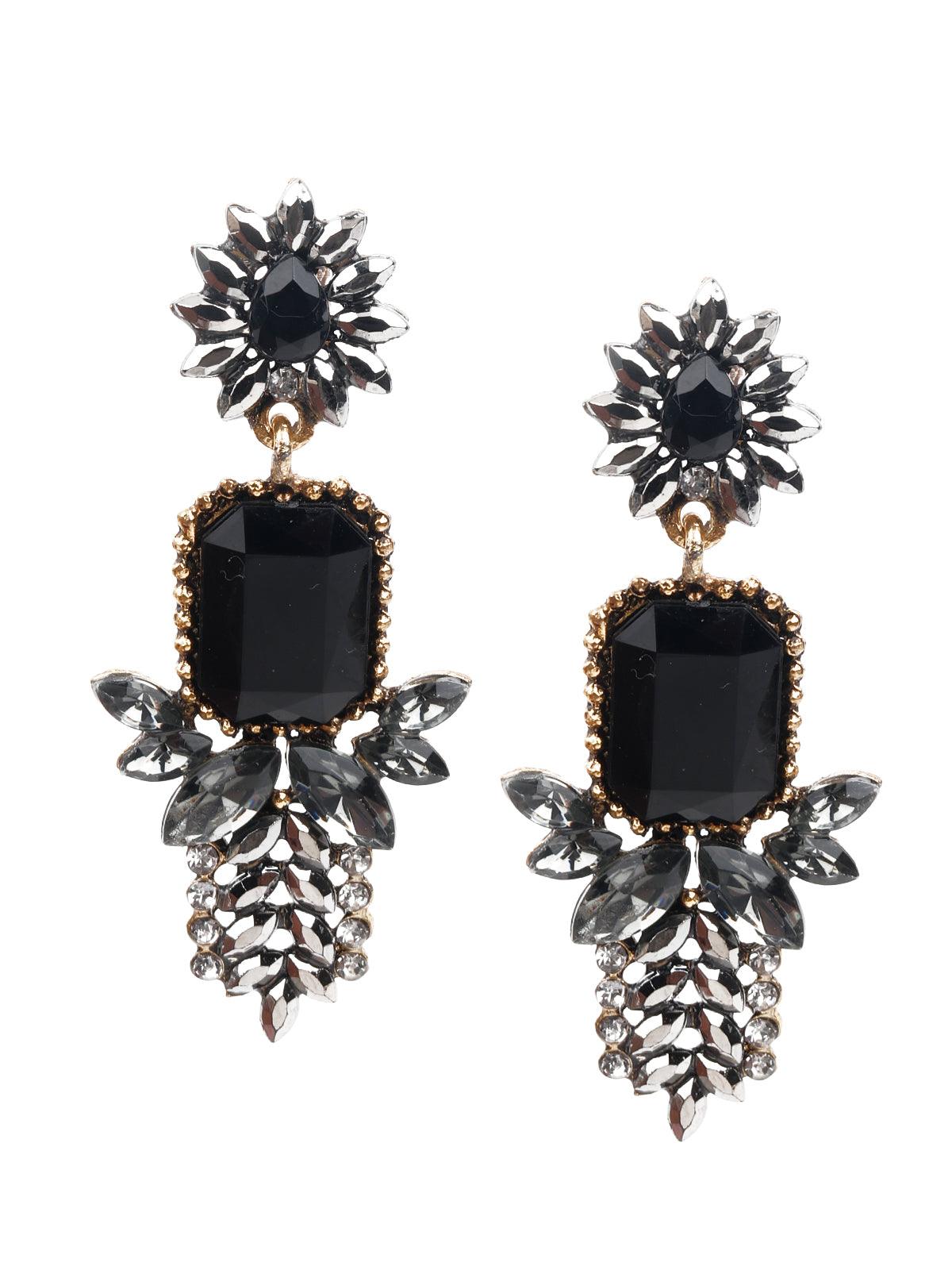 Women's Black And Grey Dangle Earrings - Odette