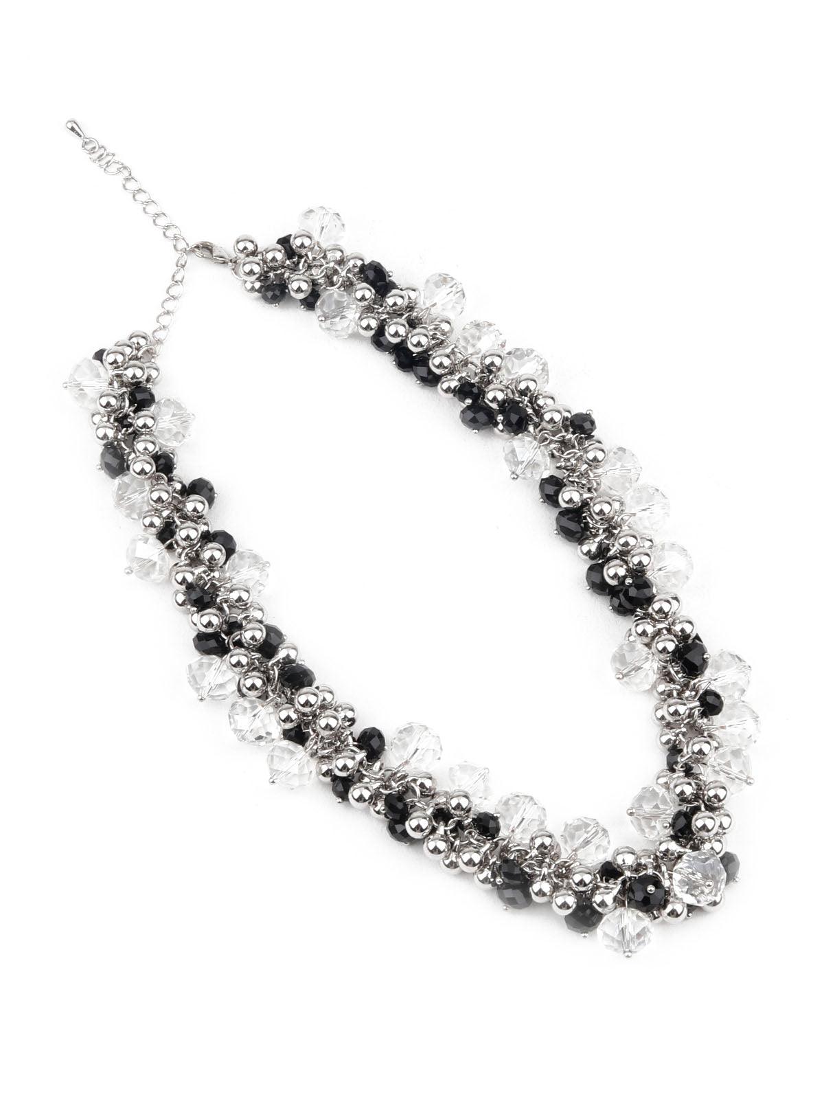 Women's Black And White Cluster Beads Choker Neckpiece - Odette