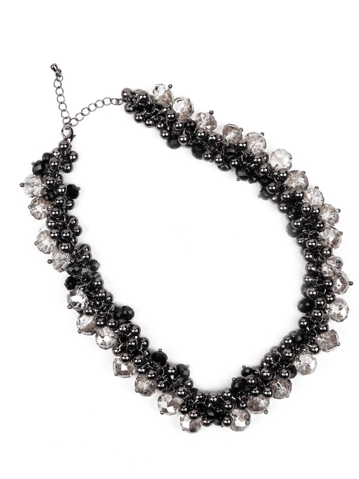 Women's Black Artificial Bead Cluster Statement Necklace - Odette