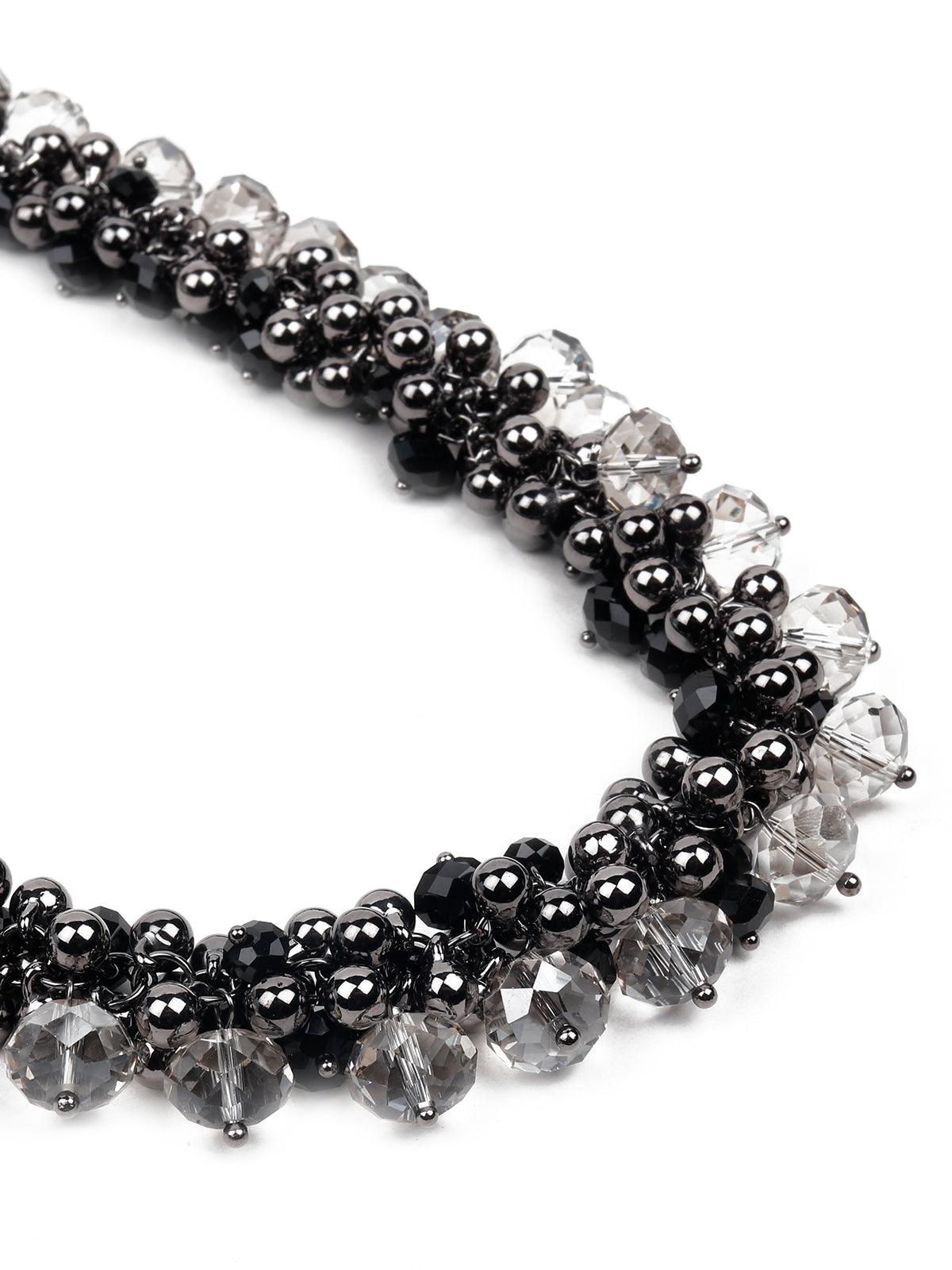 Women's Black Artificial Bead Cluster Statement Necklace - Odette