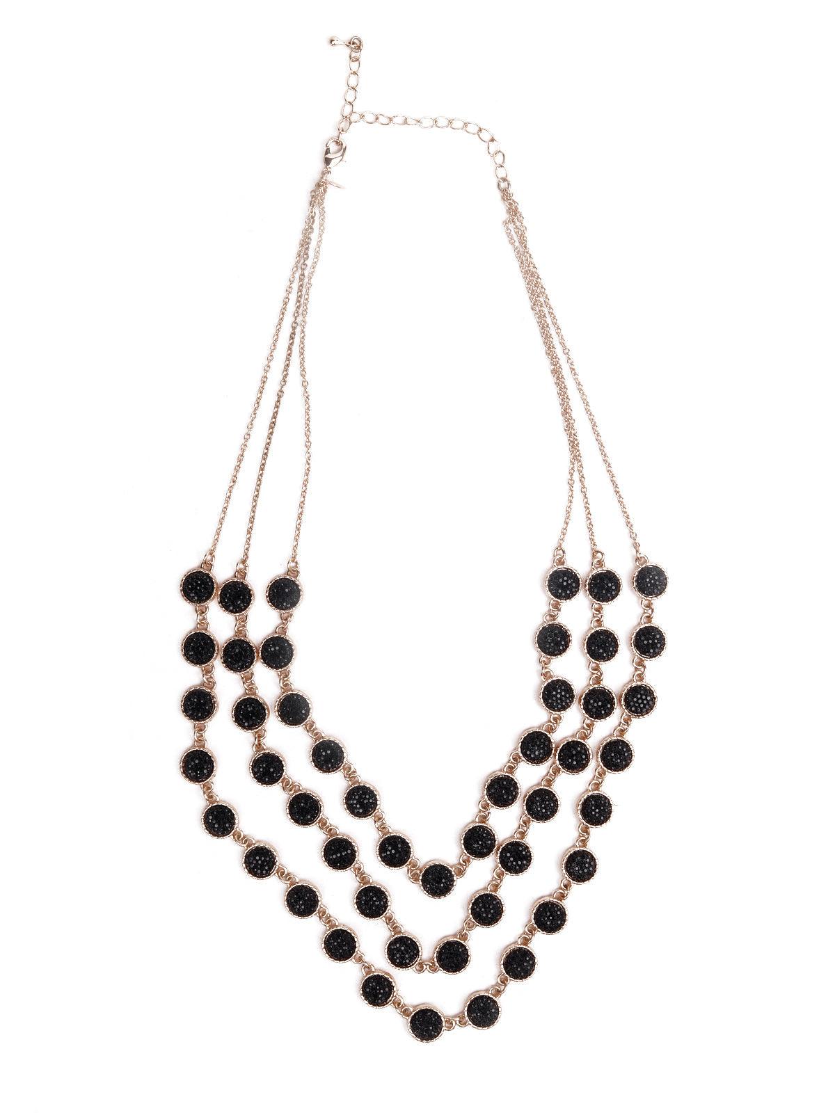 Women's Black Beaded Layered Necklace - Odette