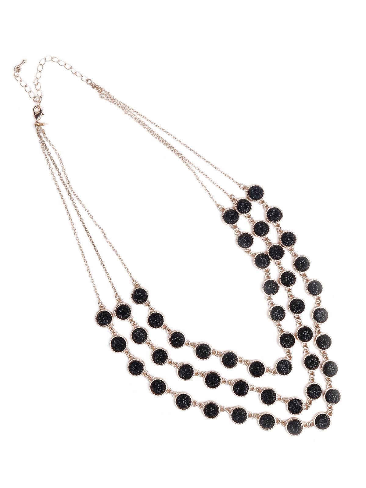 Women's Black Beaded Layered Necklace - Odette