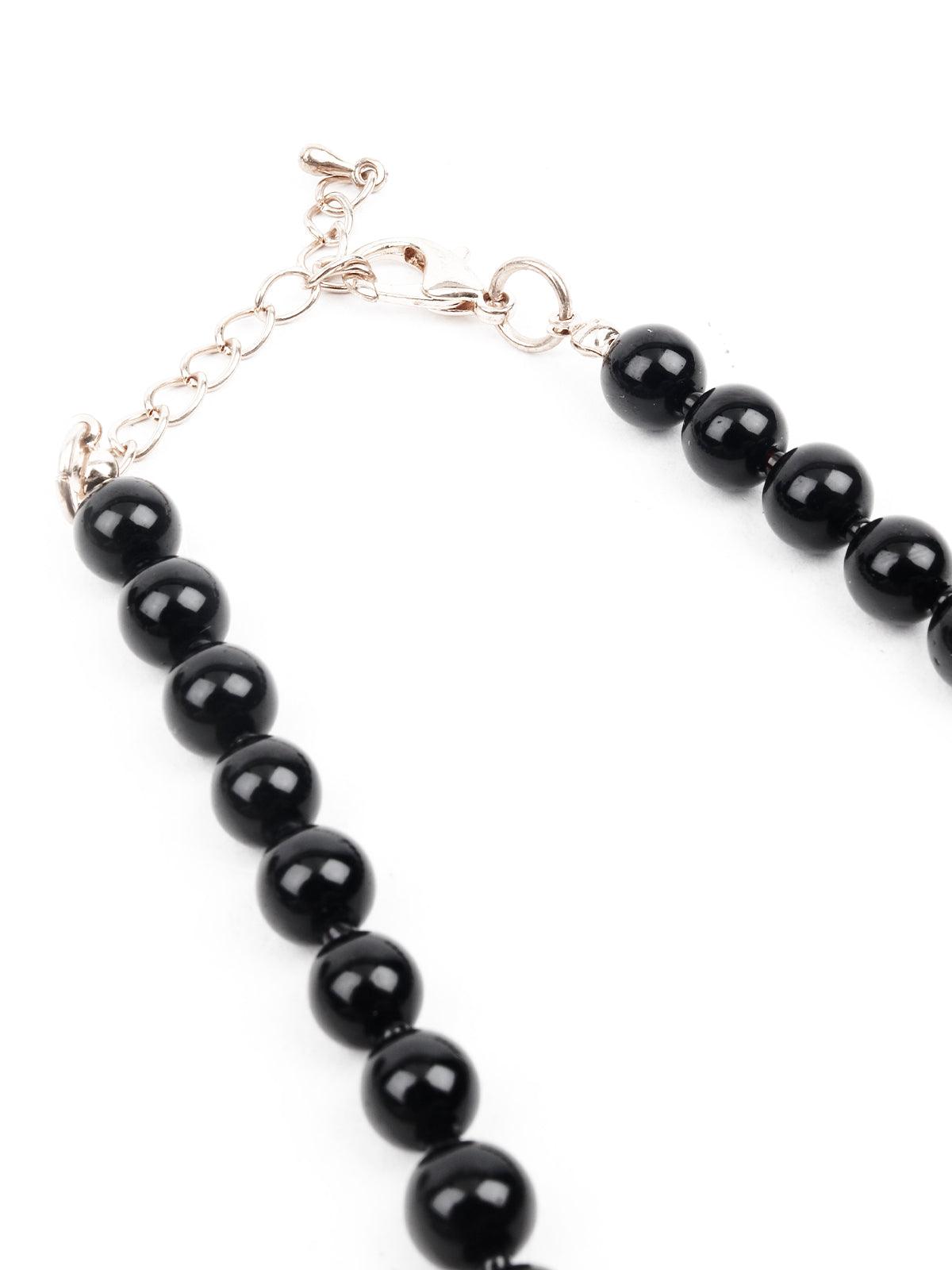 Women's Black Beaded Long Necklace - Odette
