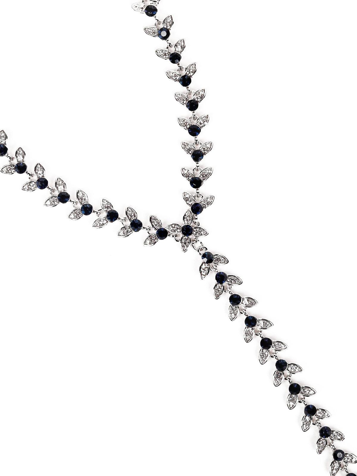 Women's Black Beads With Crystal Embellishments Lariat Necklace - Odette