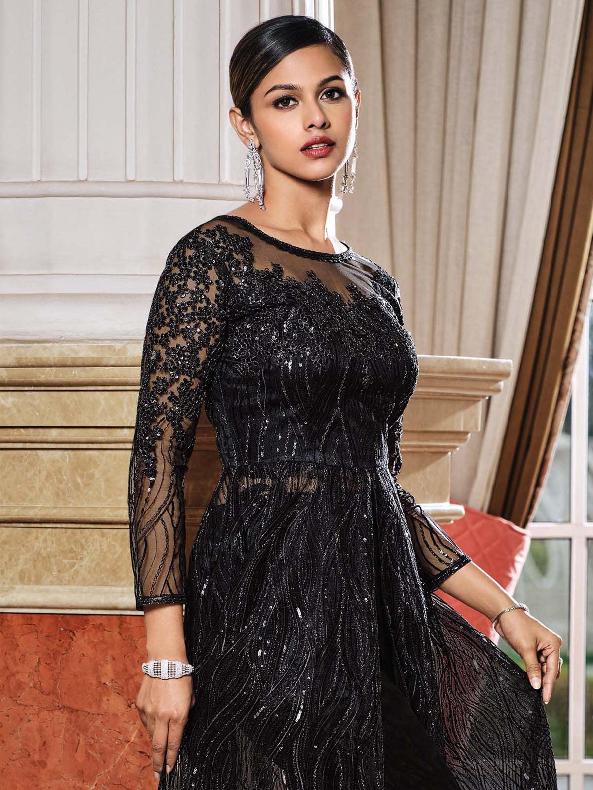 Women's Black Festive Salwar Suit Sets - Odette