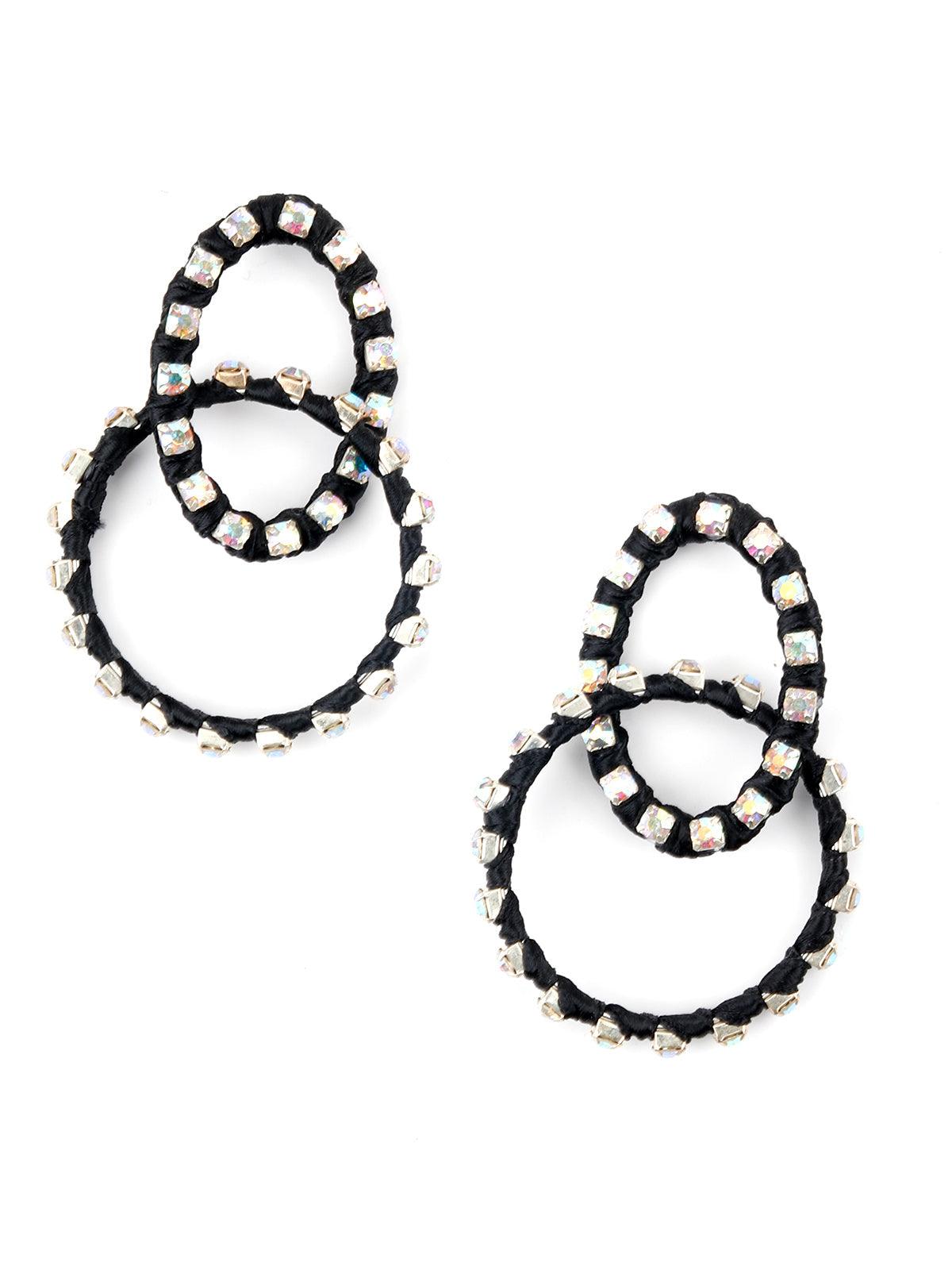 Women's Black Glittery Dangle Earrings - Odette