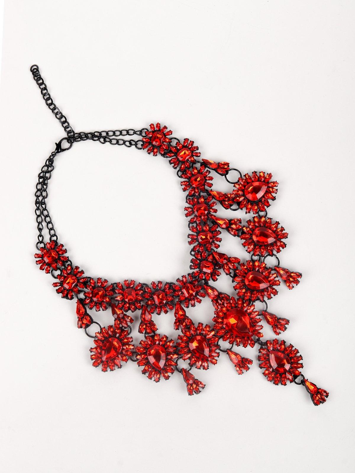Women's Blood Red Garnet Chandelier Necklace - Odette
