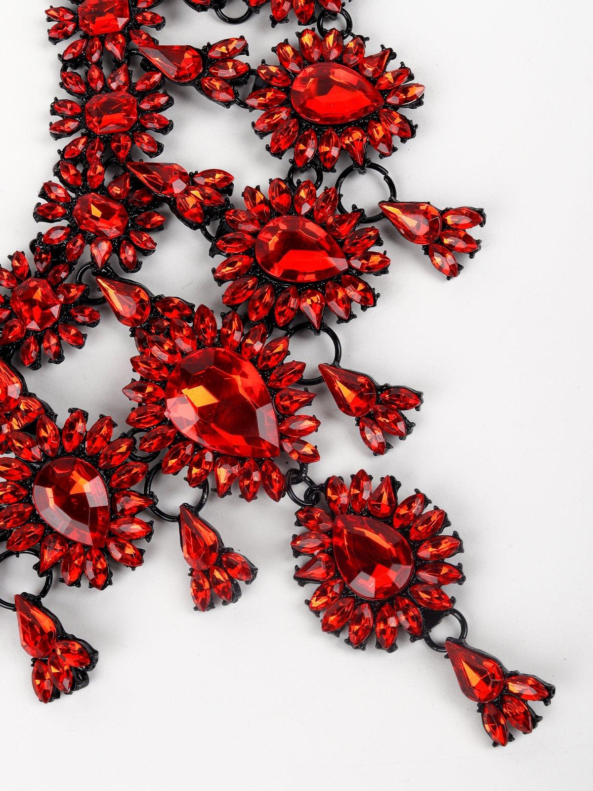 Women's Blood Red Garnet Chandelier Necklace - Odette