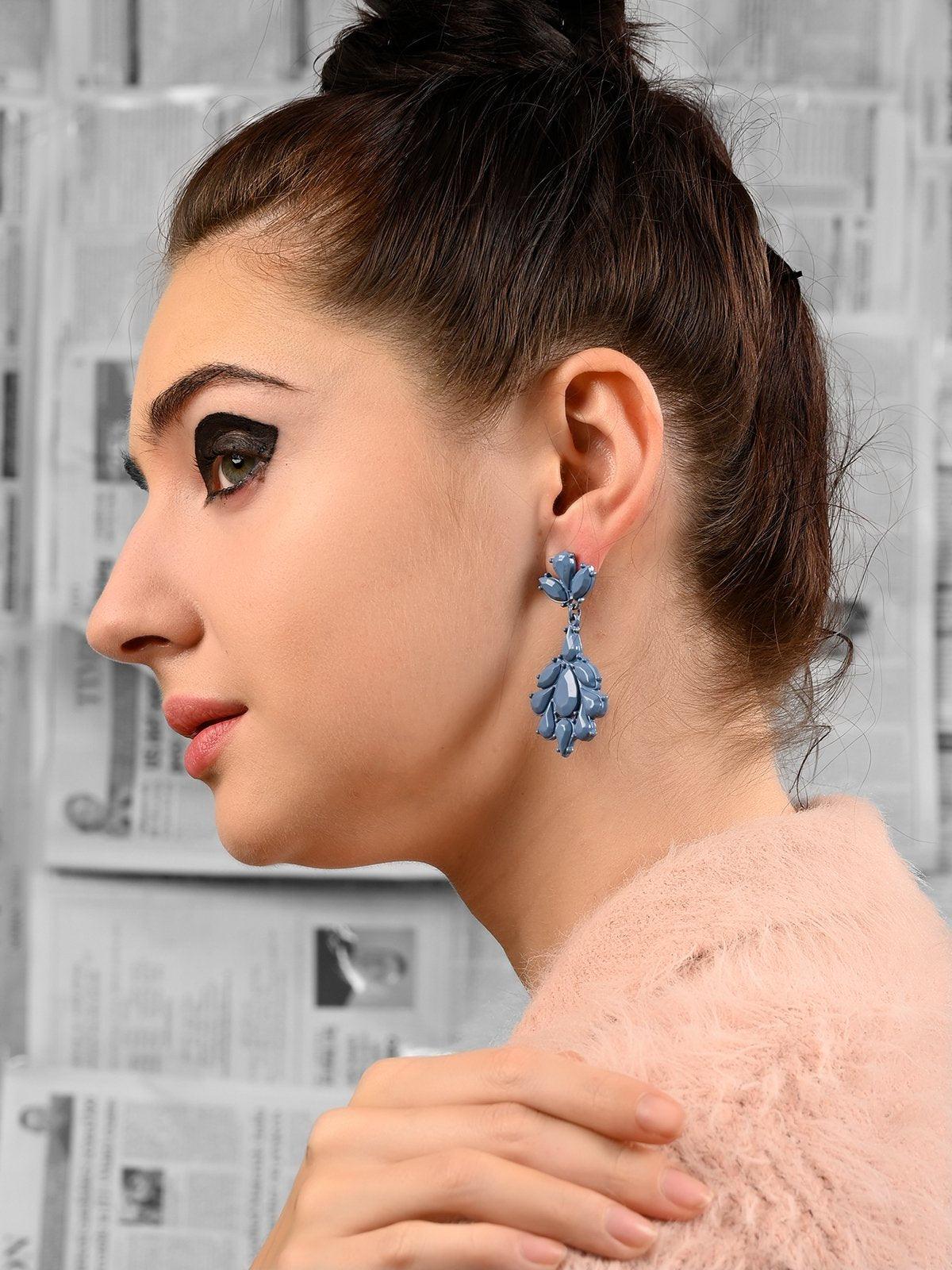 Women's Blue Chandelier Tear Drop Earrings - Odette