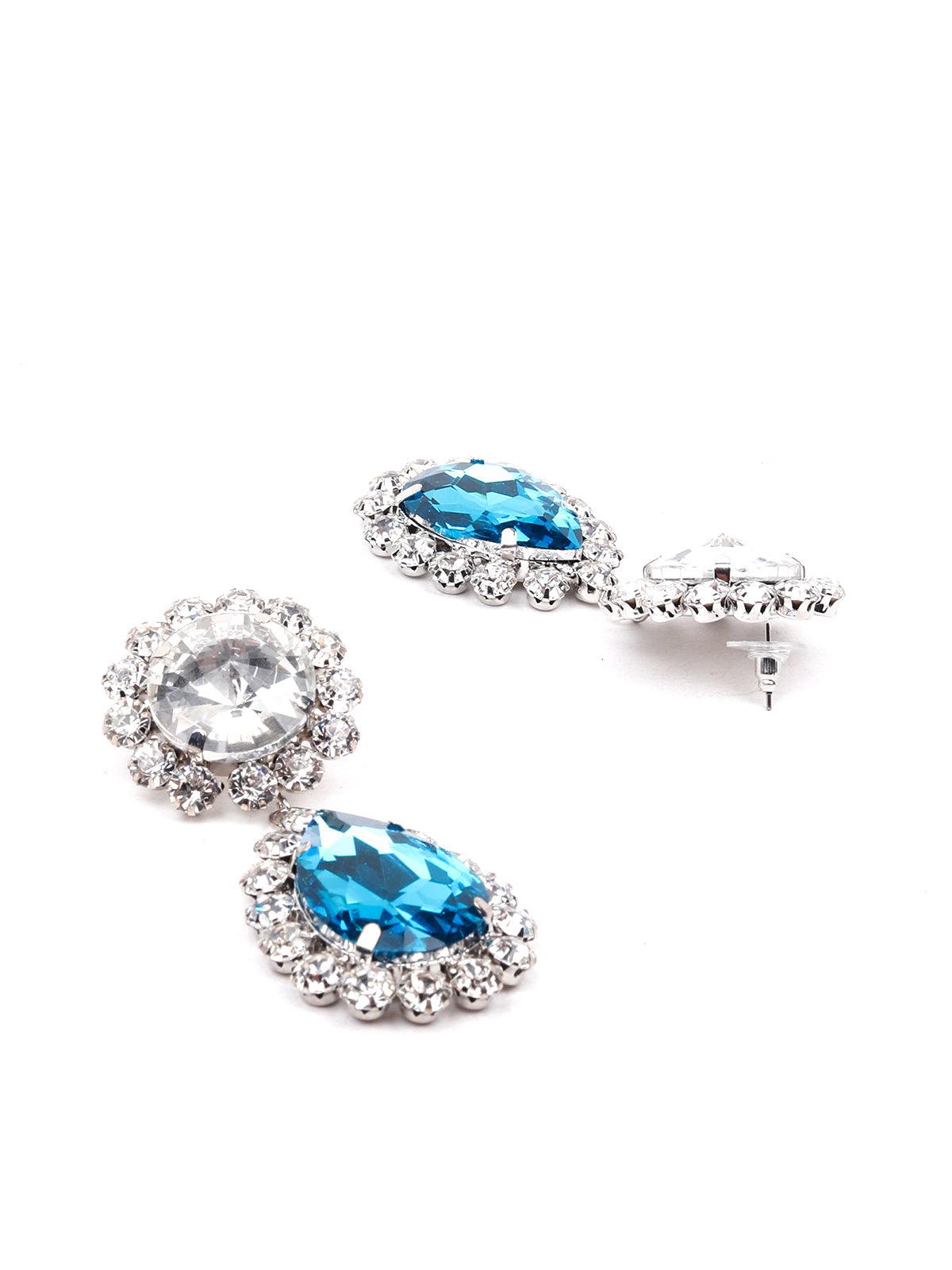 Women's Blue Crystal Elegant Drop Earrings - Odette