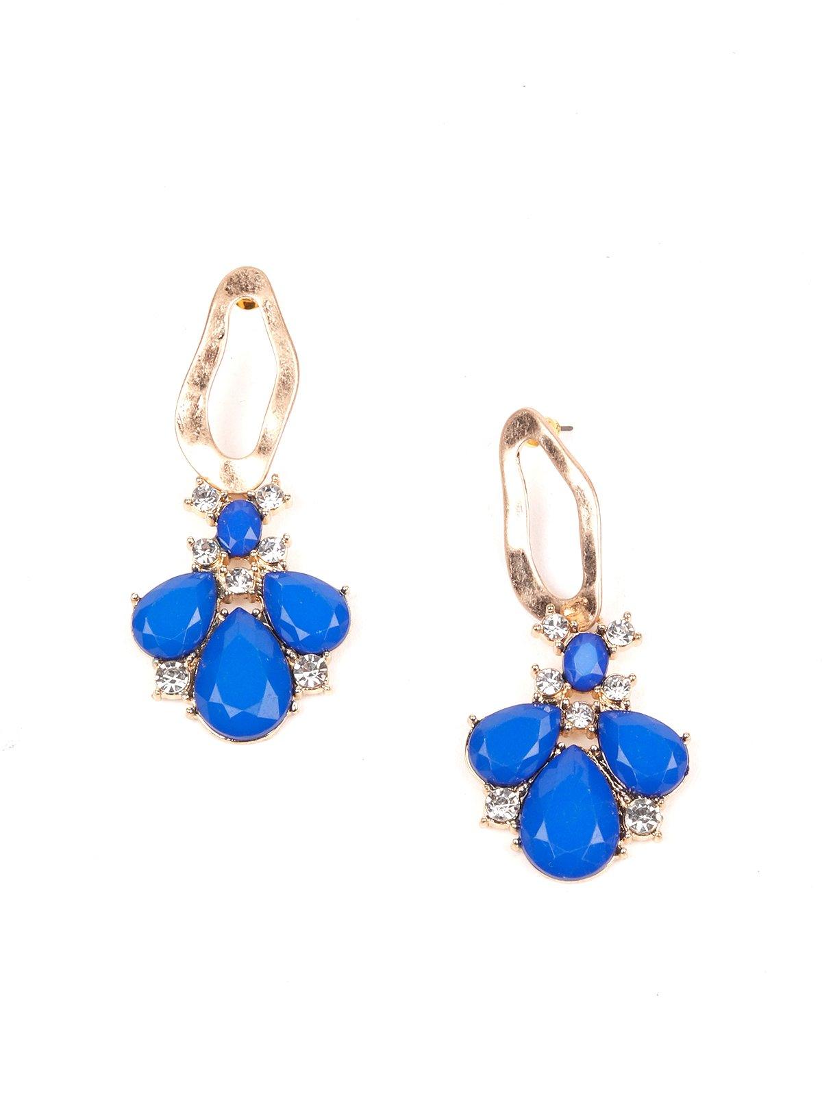 Women's Blue Earring With Embellished Crystals - Odette