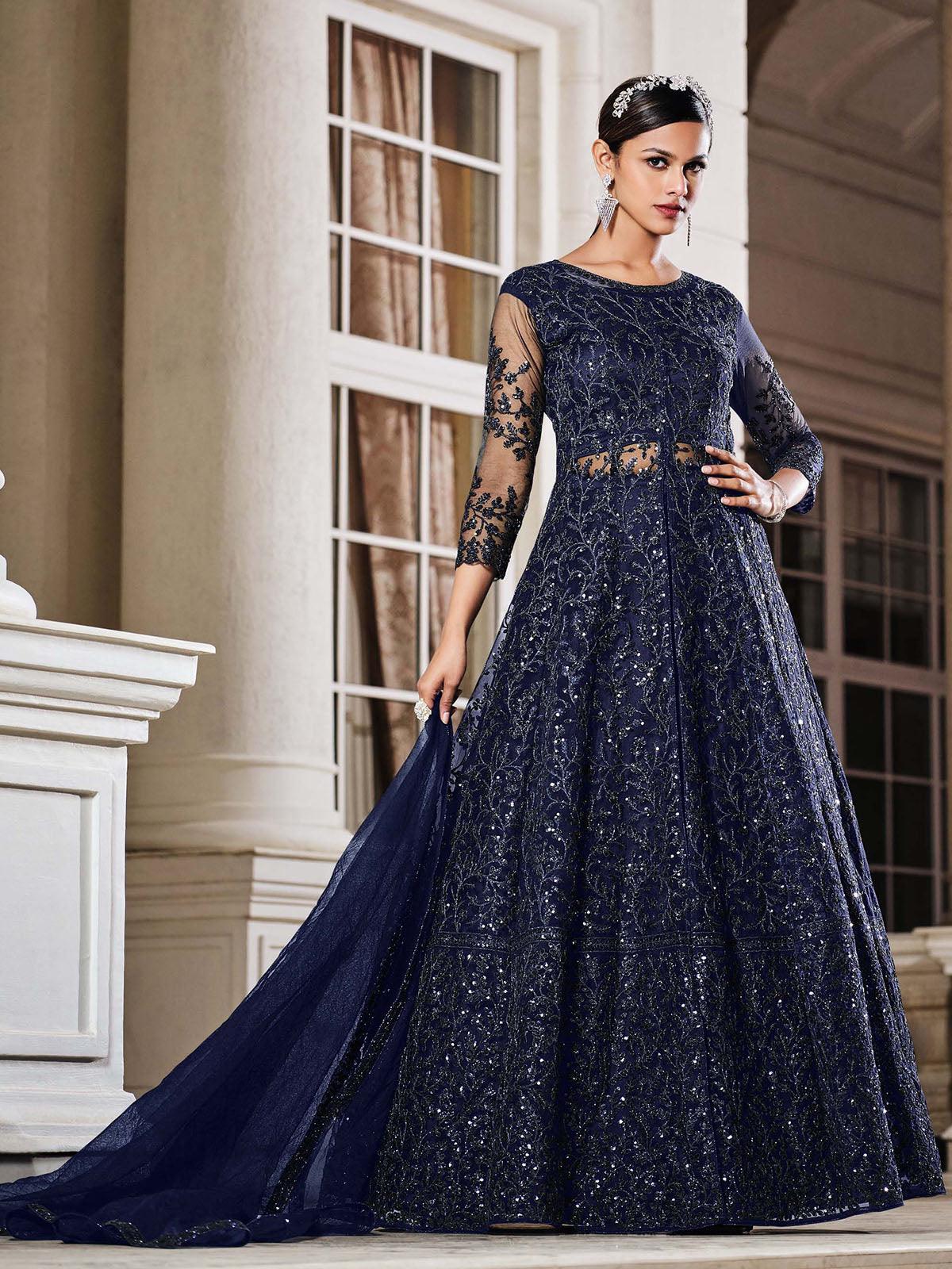 Women's Blue Festive Salwar Suit Sets - Odette