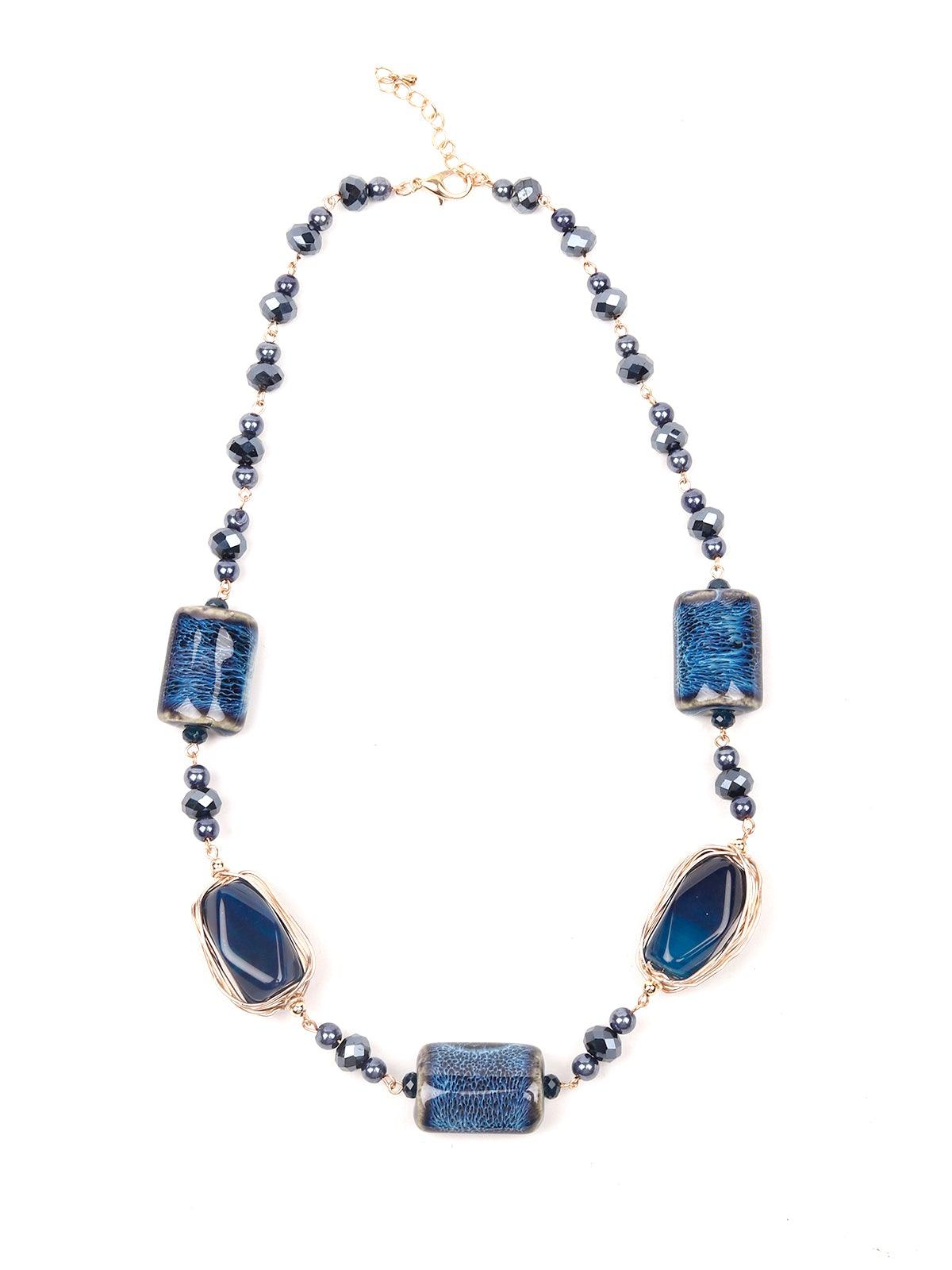 Women's Blue Hue Boho Textured Necklace - Odette