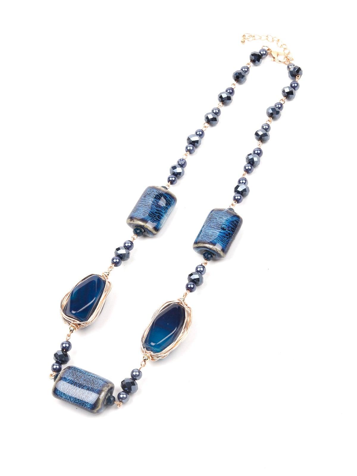 Women's Blue Hue Boho Textured Necklace - Odette