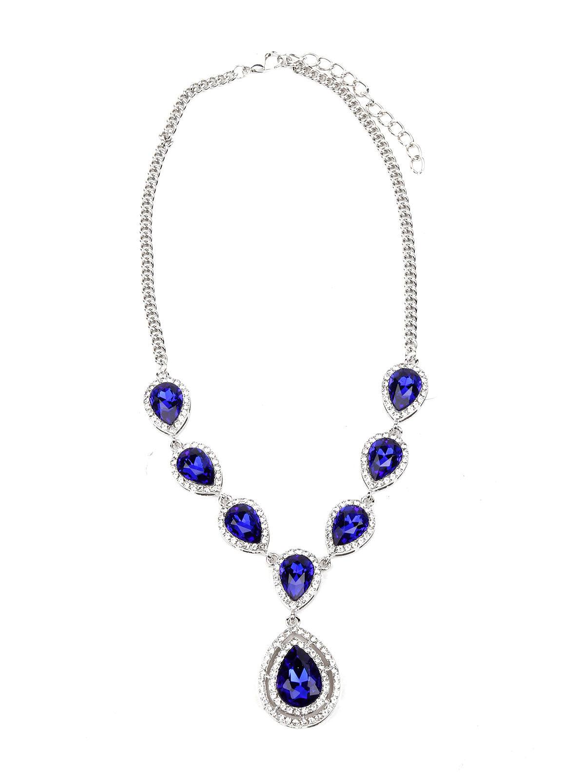 Women's Blue Sapphire Contemporary Rounded Studded Necklace - Odette