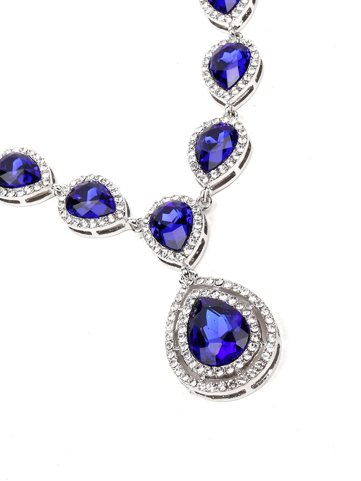 Women's Blue Sapphire Contemporary Rounded Studded Necklace - Odette