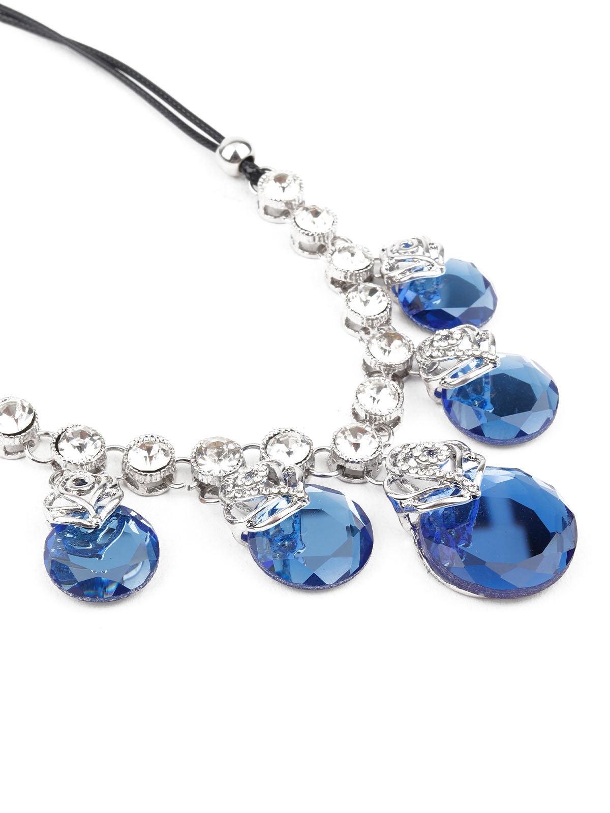 Women's Blue Stone Studded Neckpiece - Odette
