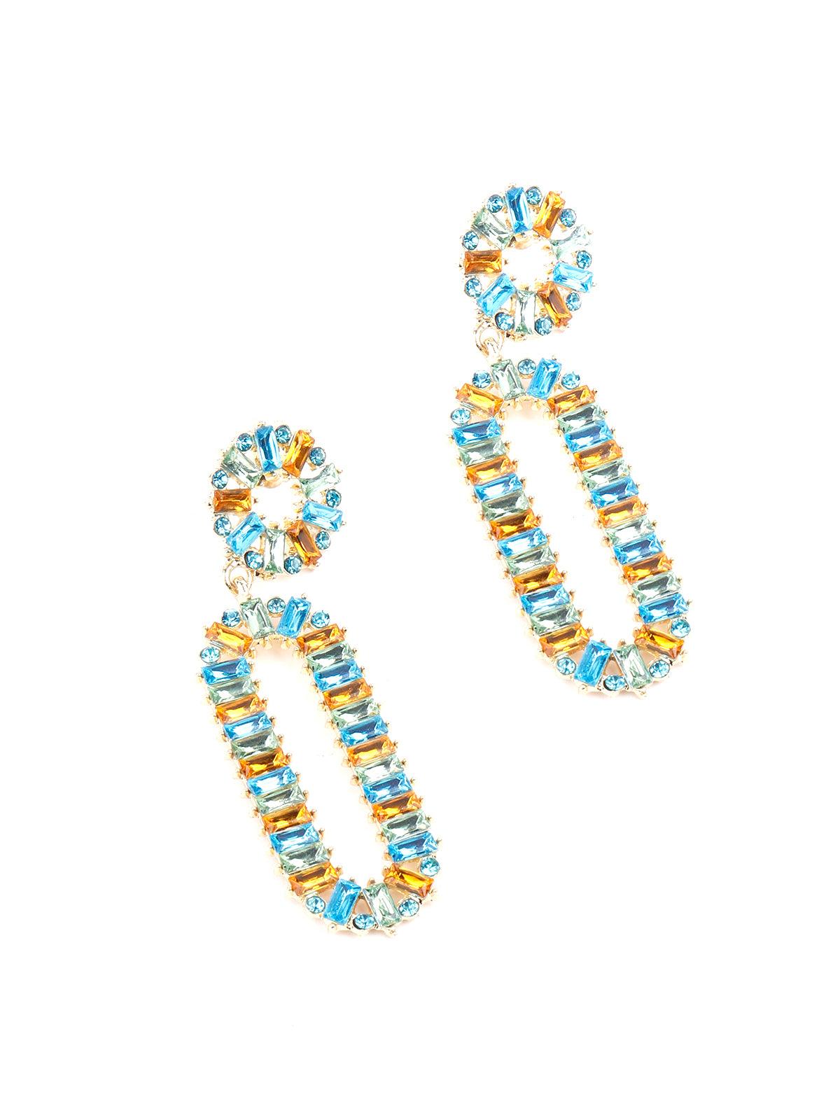 Women's Blue Stunning Structured Drop Earrings - Odette