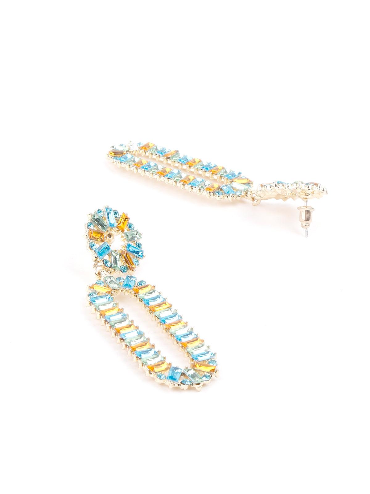 Women's Blue Stunning Structured Drop Earrings - Odette