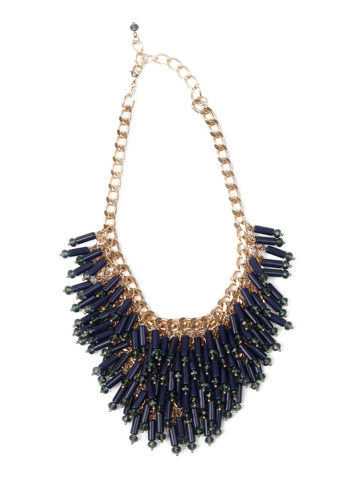 Women's Blue Tassel Necklace - Odette