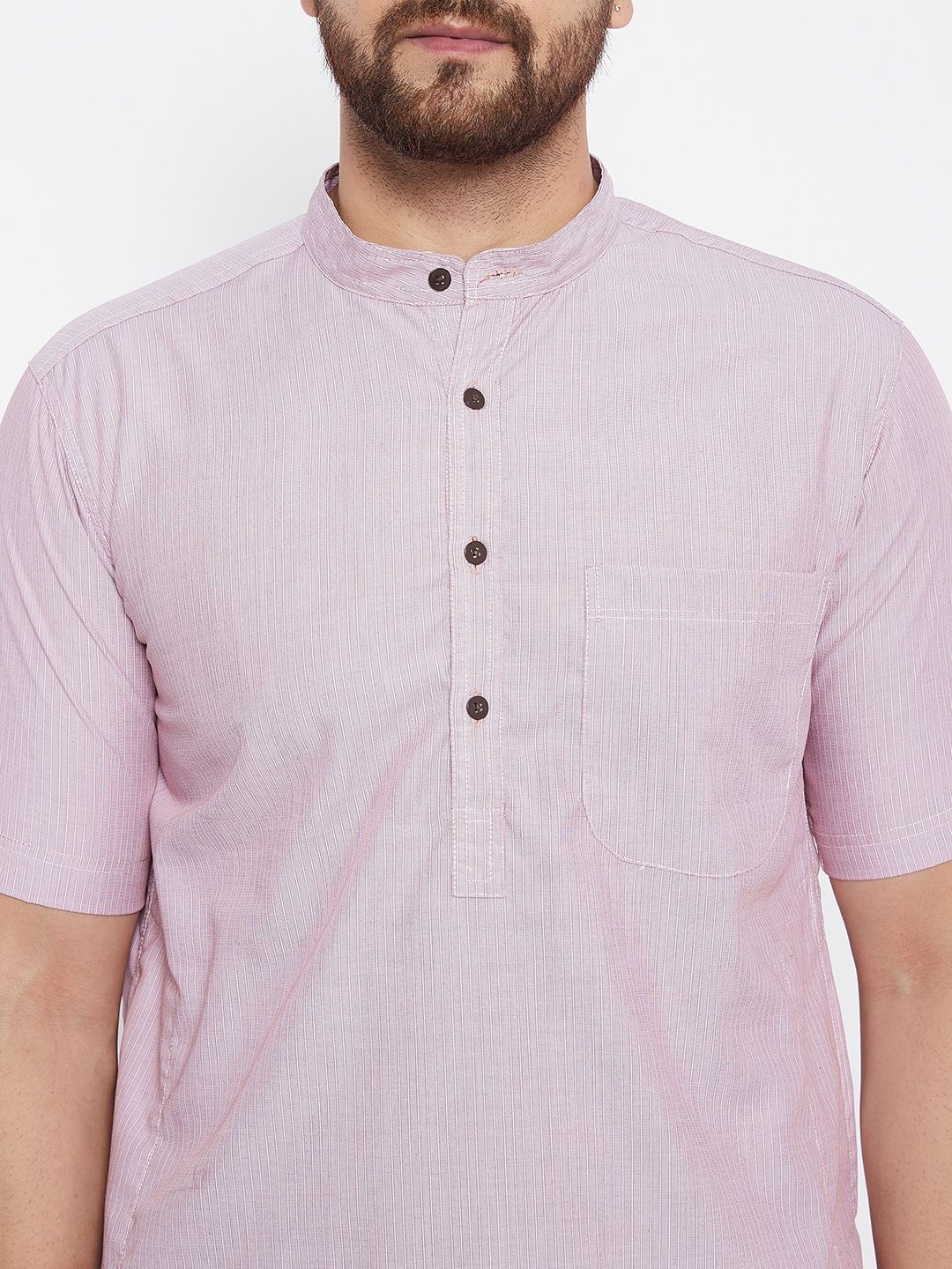 Men's Striped Pink Straight Kurta - Even Apparels