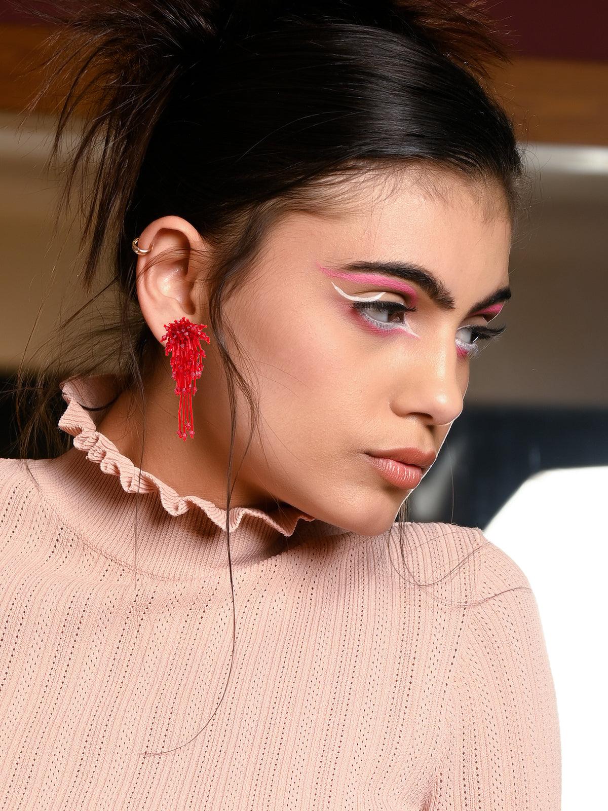 Women's Bright Red Stunning Statement Earrings - Odette