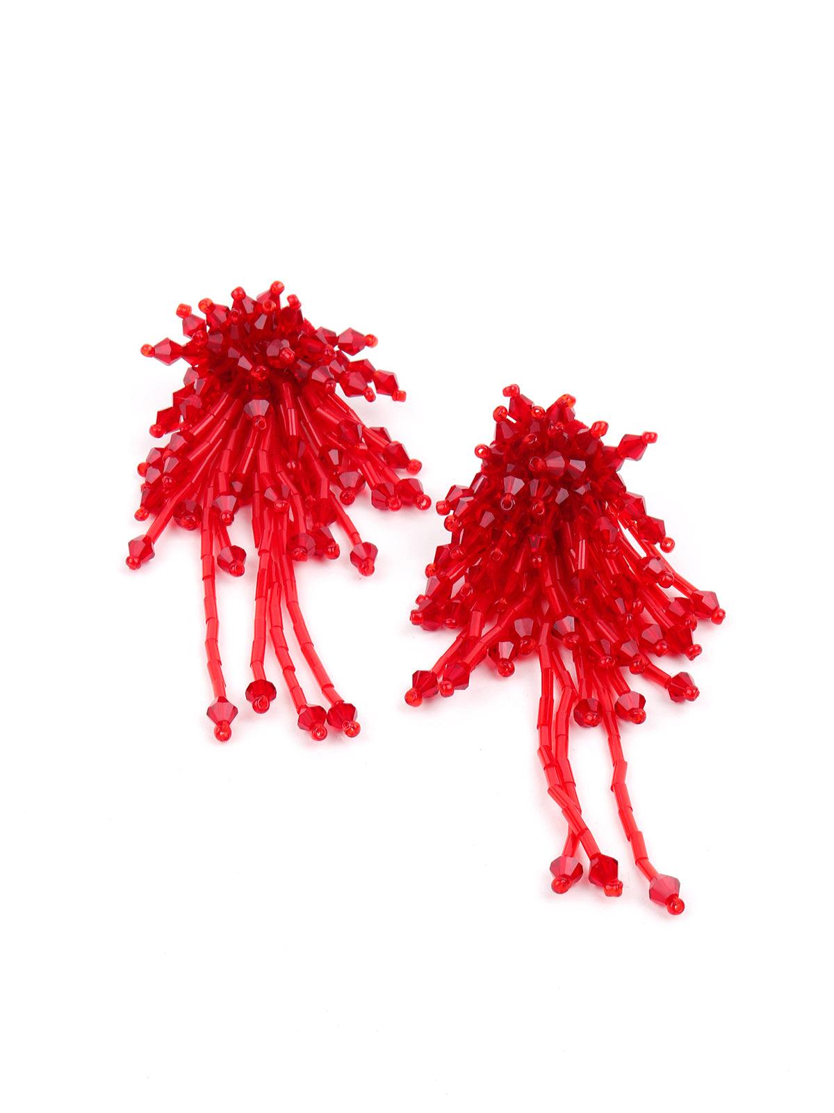 Women's Bright Red Stunning Statement Earrings - Odette