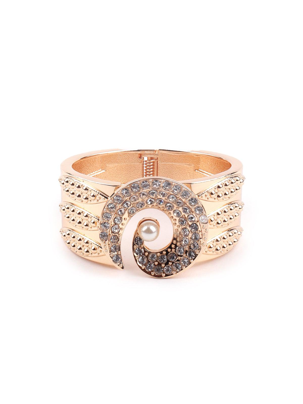 Women's Broad Gold Studded Bracelet For Women - Odette
