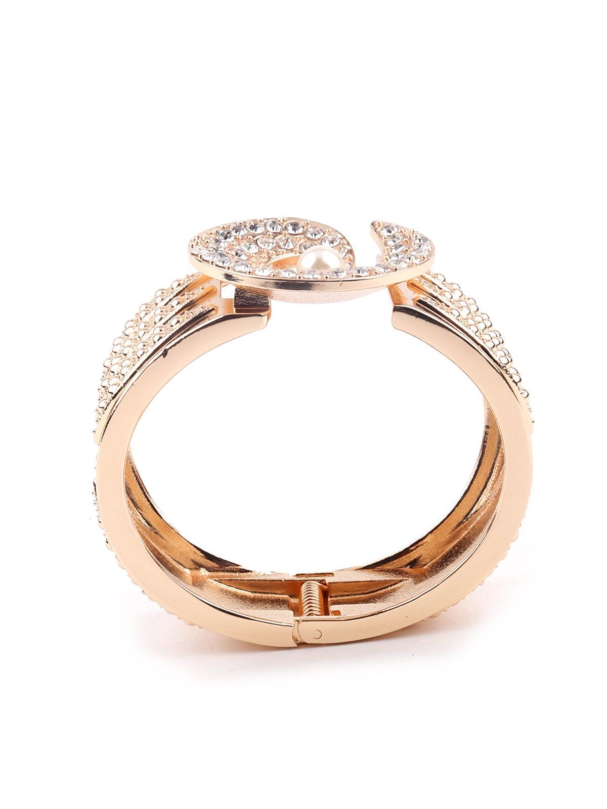 Women's Broad Gold Studded Bracelet For Women - Odette