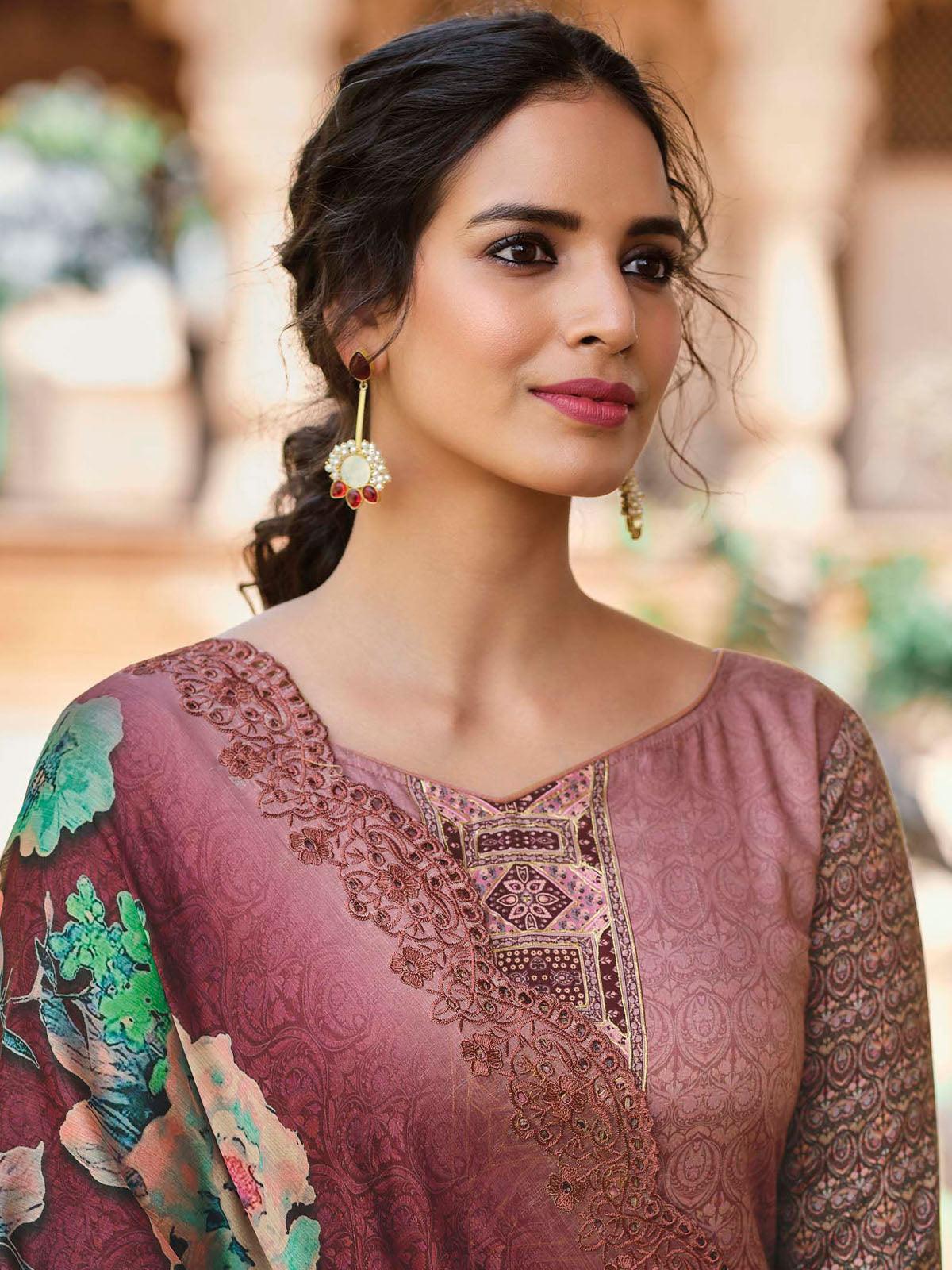 Women's Brown Color Beautiful Salwar Suit Set - Odette