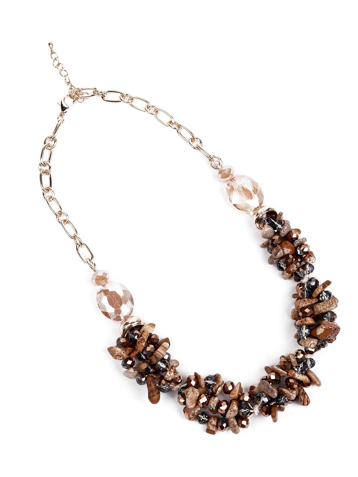 Women's Brown Hue Cluster Detailing Necklace - Odette