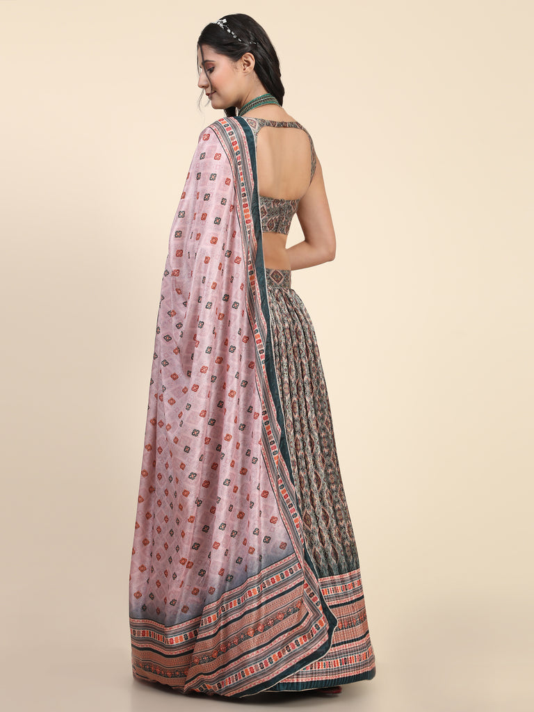 Women's New Fashion Digital Print work Designer Party Wear Lehenga Choli With Dupatta Semi Stitched.