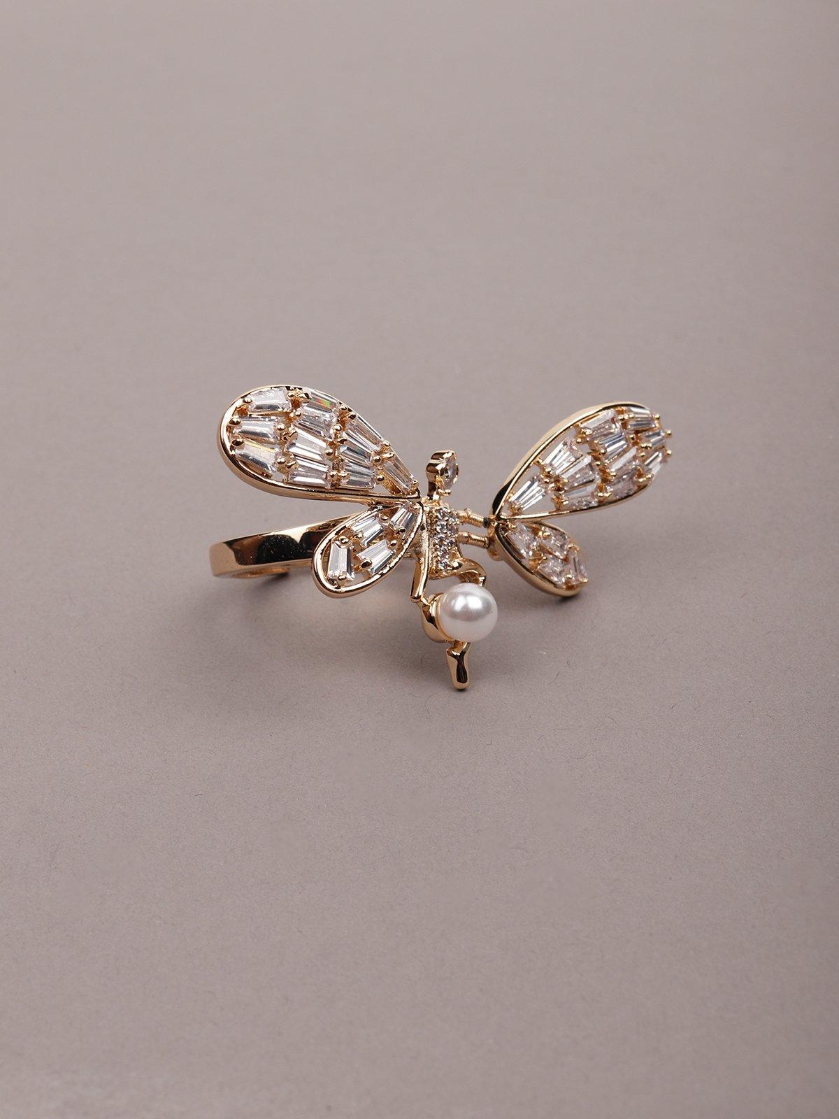 Women's Butterfly Shaped Gold Tone Finger Ringã‚  - Odette