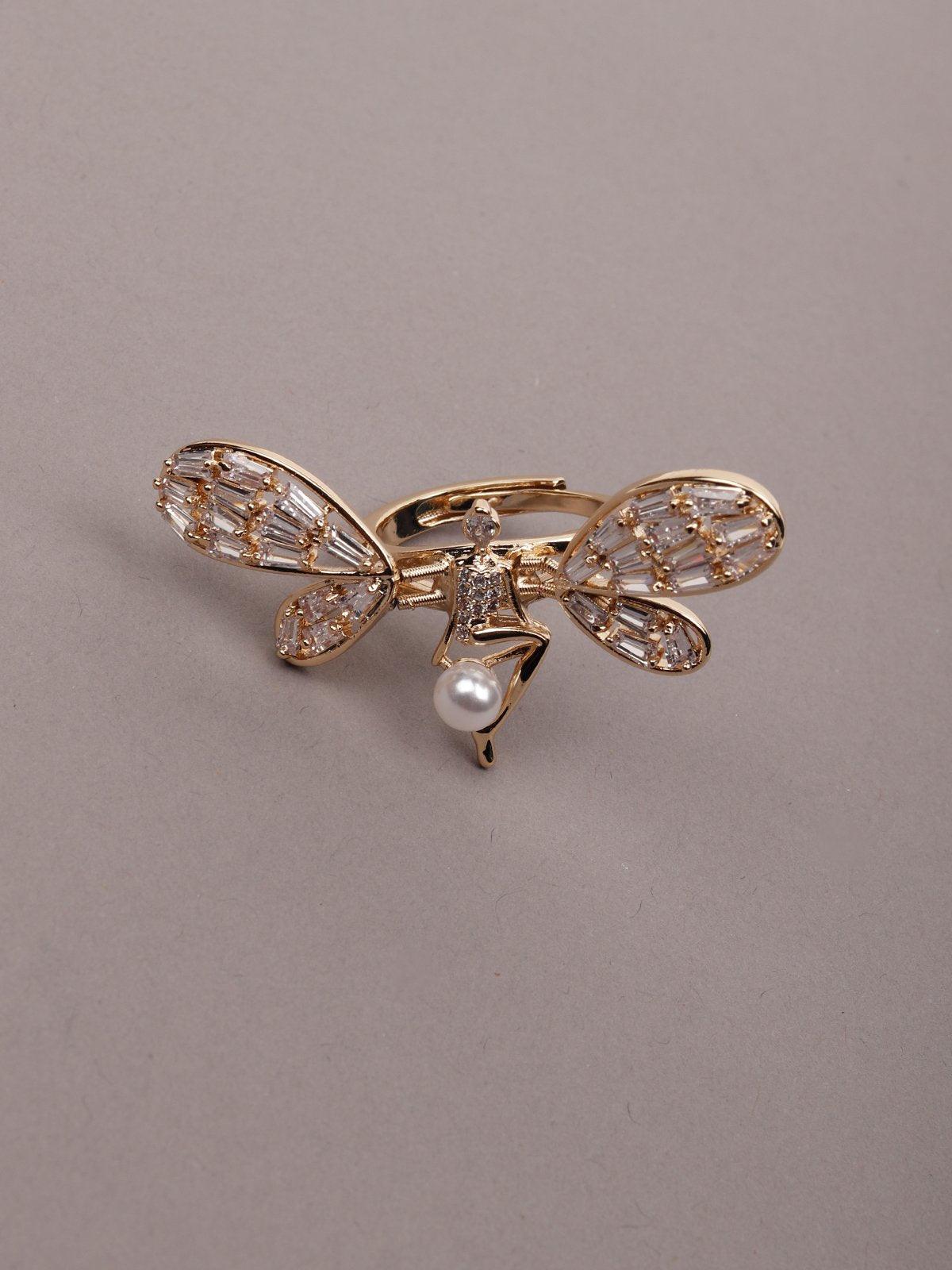 Women's Butterfly Shaped Gold Tone Finger Ringã‚  - Odette