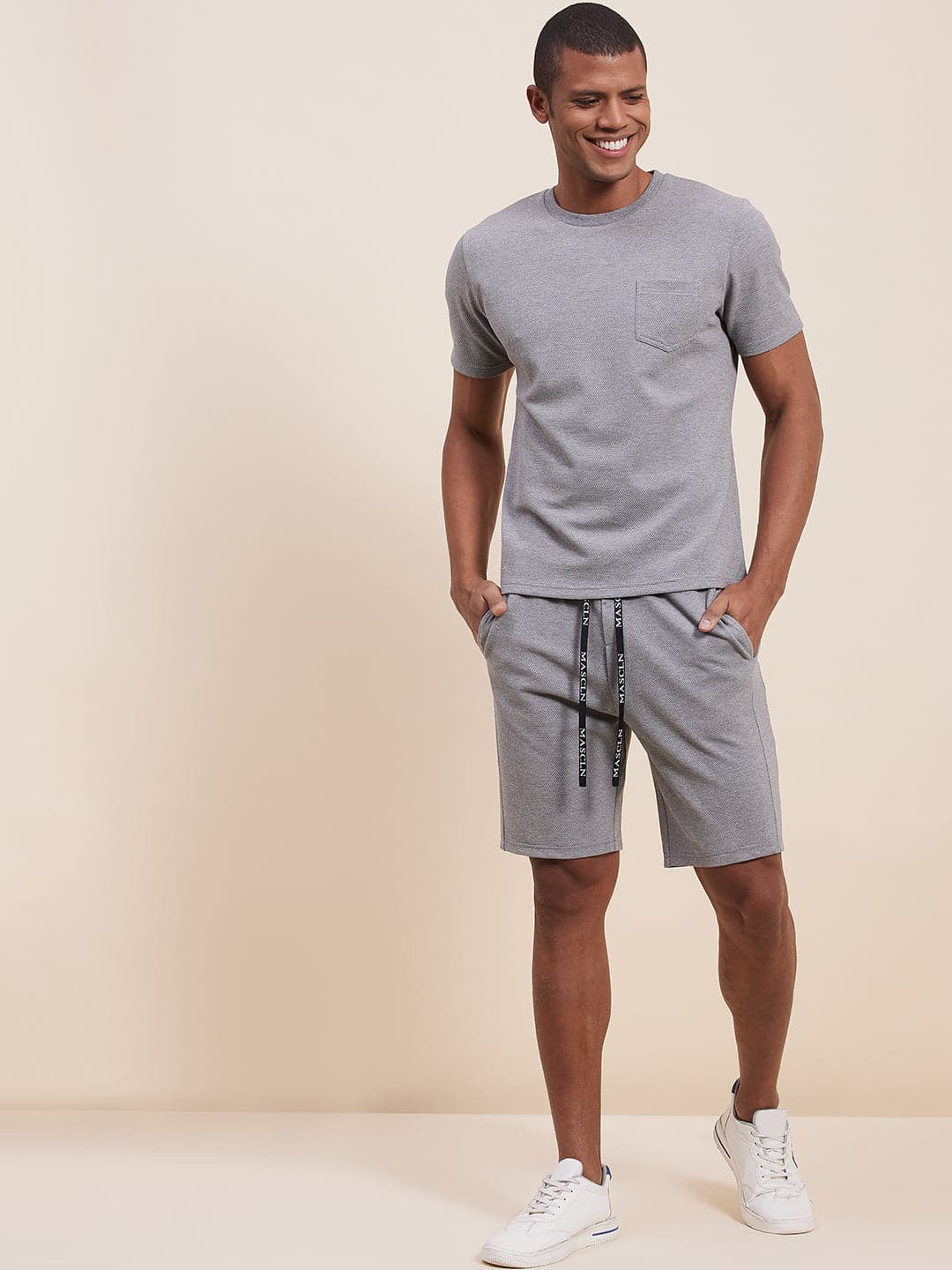 Men's Grey Melange Bermuda Shorts - LYUSH-MASCLN