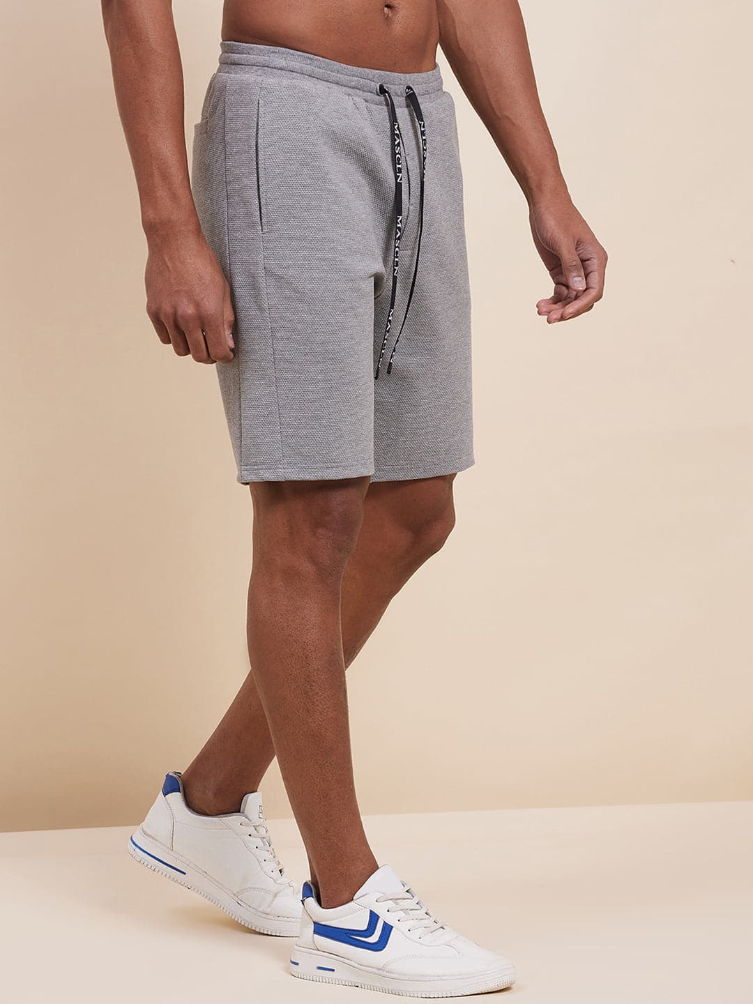 Men's Grey Melange Bermuda Shorts - LYUSH-MASCLN
