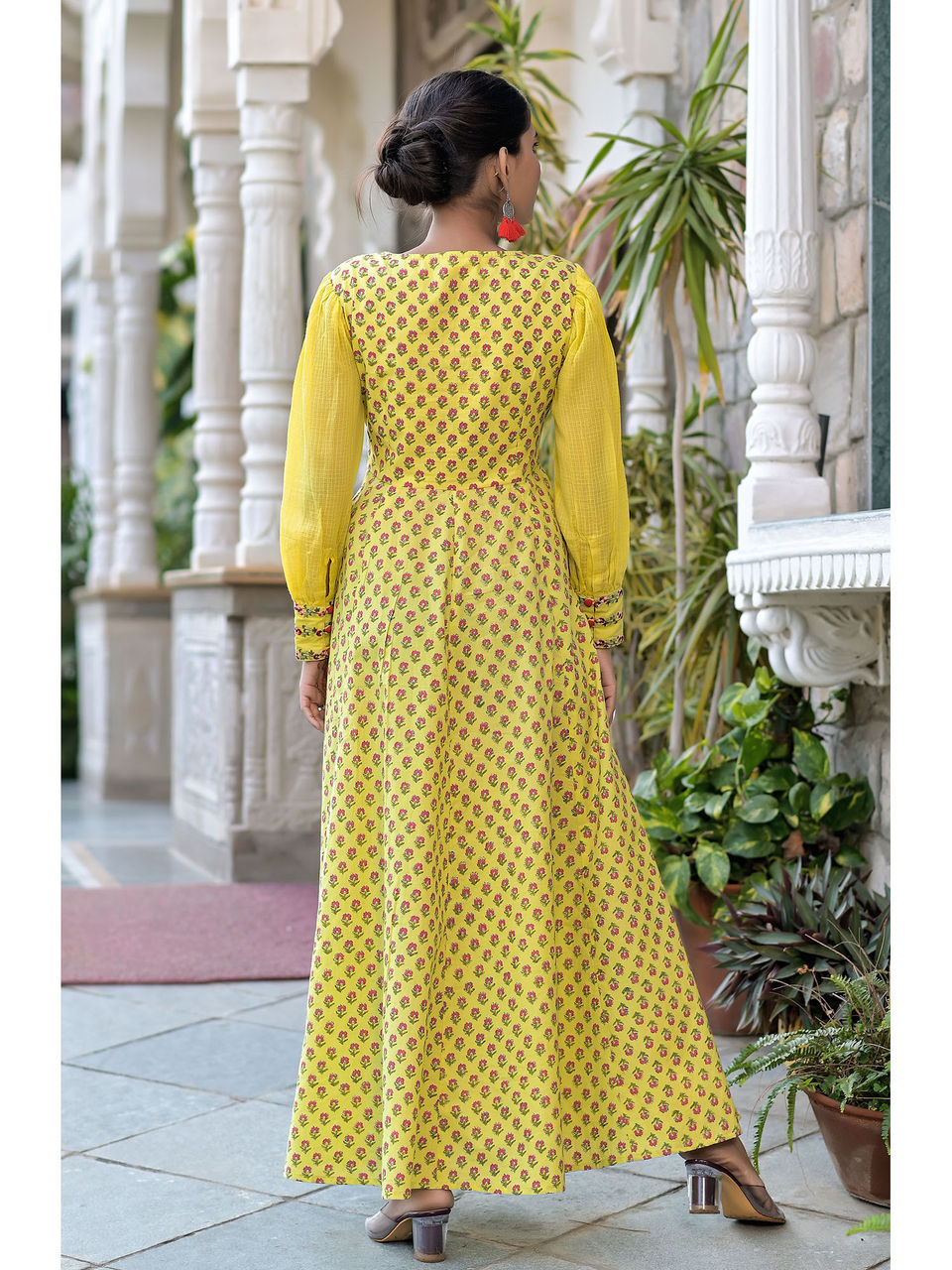 Women's Iced Lemon Block Printed Dress - Hatheli