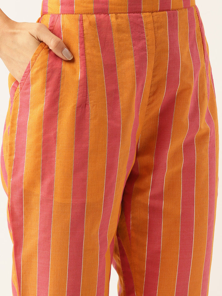 Women's Red Chanderi Straight Embroidered Kurta Pant With Dupatta