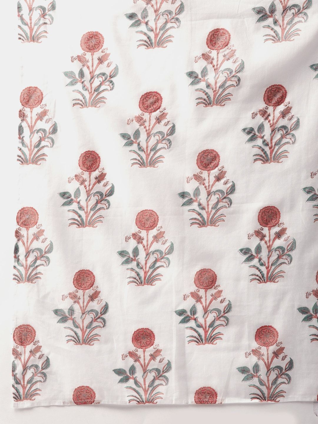 Women's  White & Pink Floral Foil Print Kurta with Palazzos & Dupatta - AKS