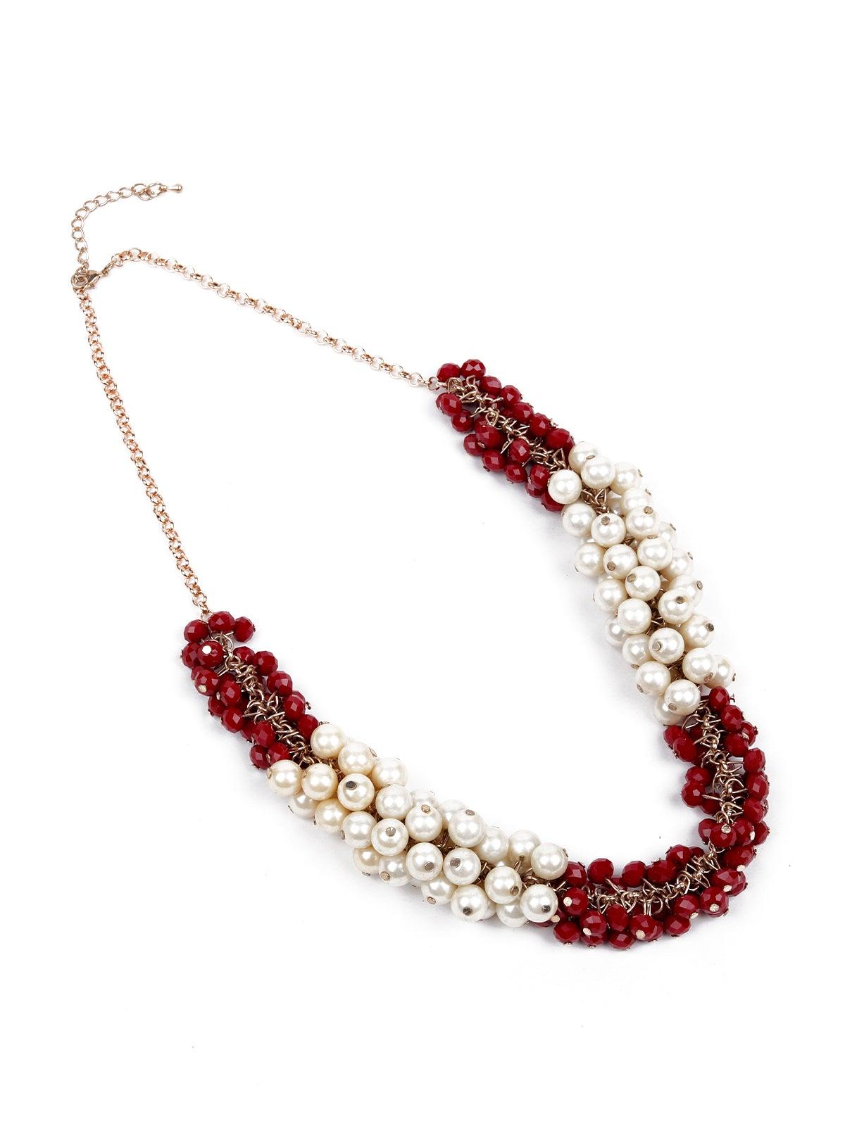 Women's Cherry Red Cluster Necklace Set - Odette