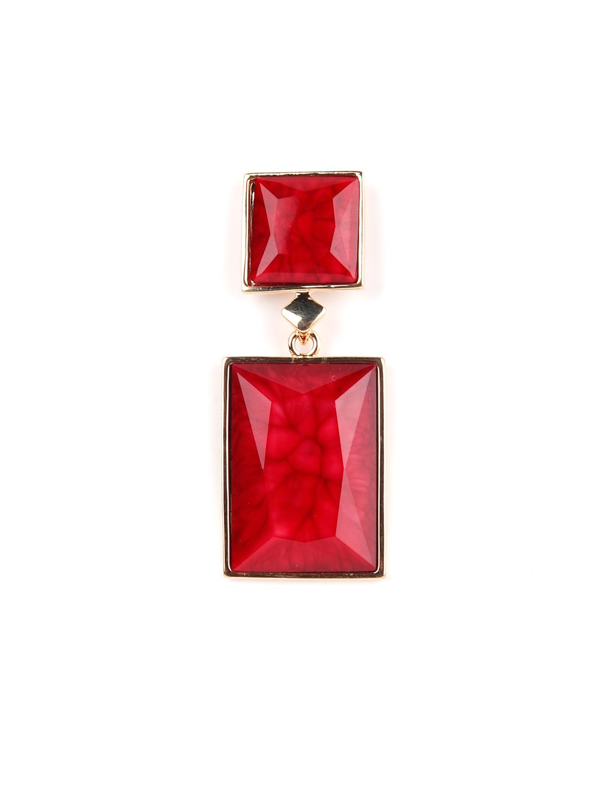 Women's Cherry Red Rhinestone Dangle Earrings - Odette