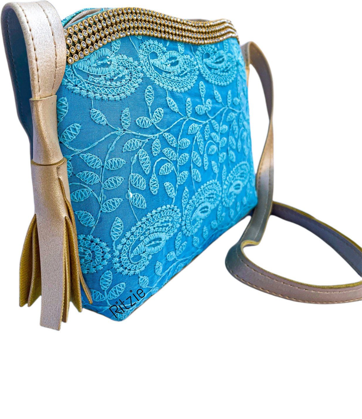 Women's Chickenkari Embroidered Design Crossbody Belt Sling Bag    - Ritzie