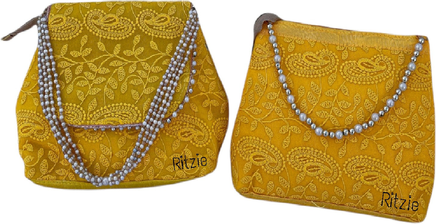 Ritzie Chickenkari Embroidered Moti Design HandBag & Flipbag for Women &  Girls Ethnic SkyBlue - RitzieJewels - 3788113