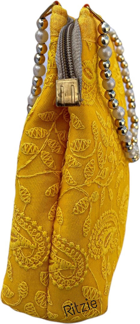 Women's Chickenkari Embroidered Moti Design Handbag    - Ritzie