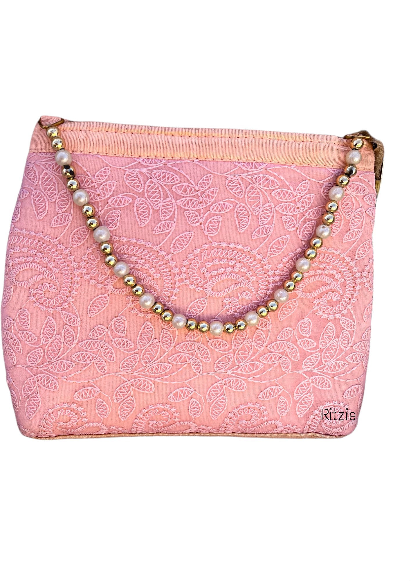 Women's Chickenkari Embroidered Moti Design Handbag & Flipbag   - Ritzie