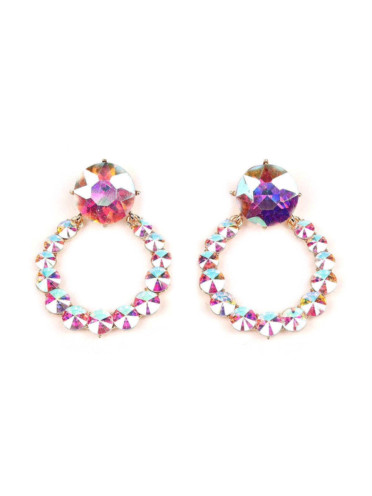 Women's Chrome Crystal Hoop Earrings - Odette