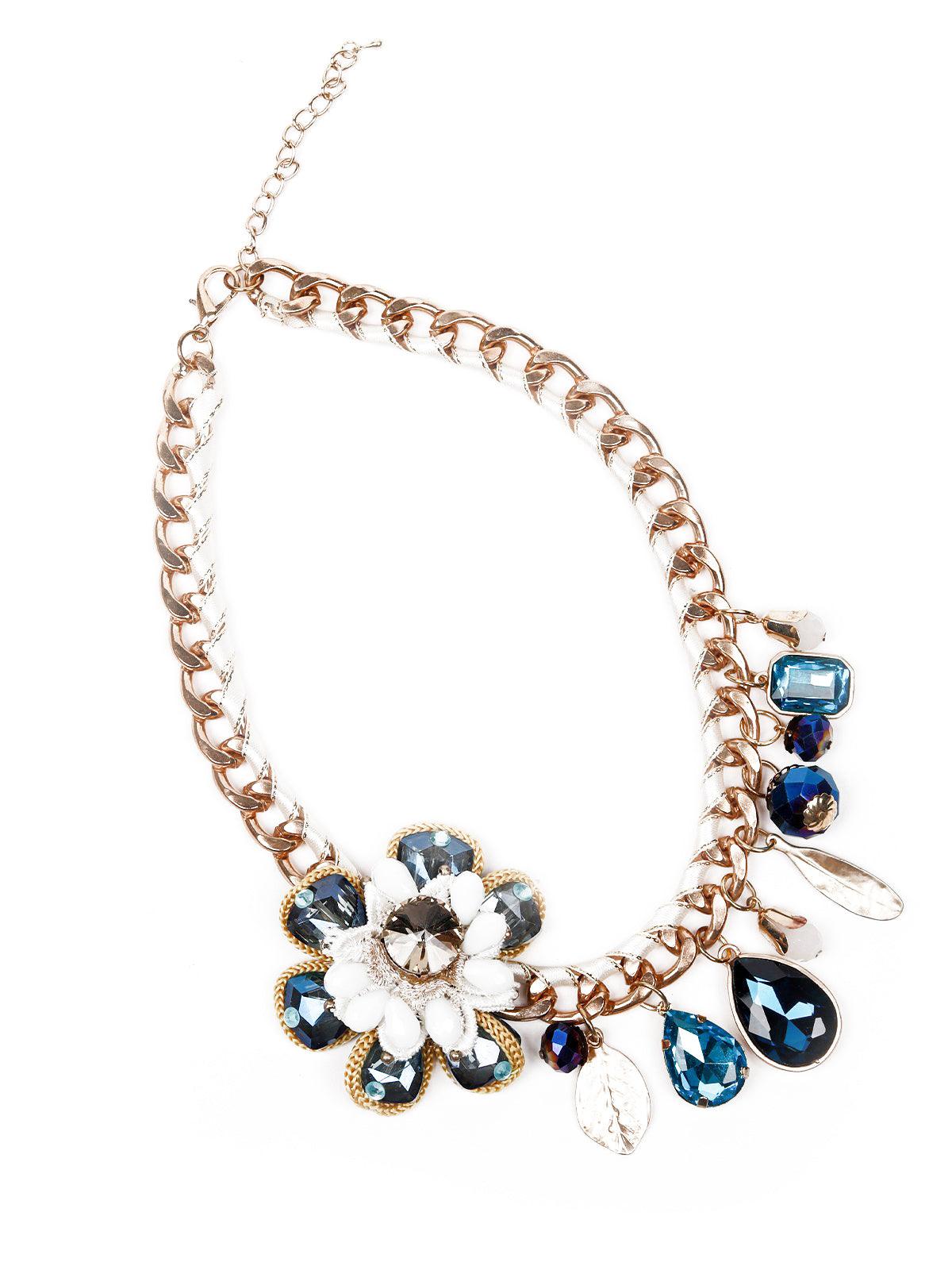 Women's Chunky Floral Embellished Dangle Necklace - Odette