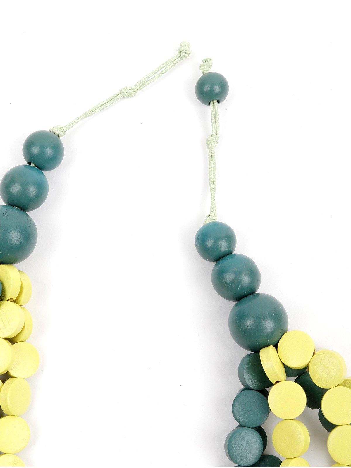 Women's Chunky Green And Yellow Multi-String Necklace - Odette