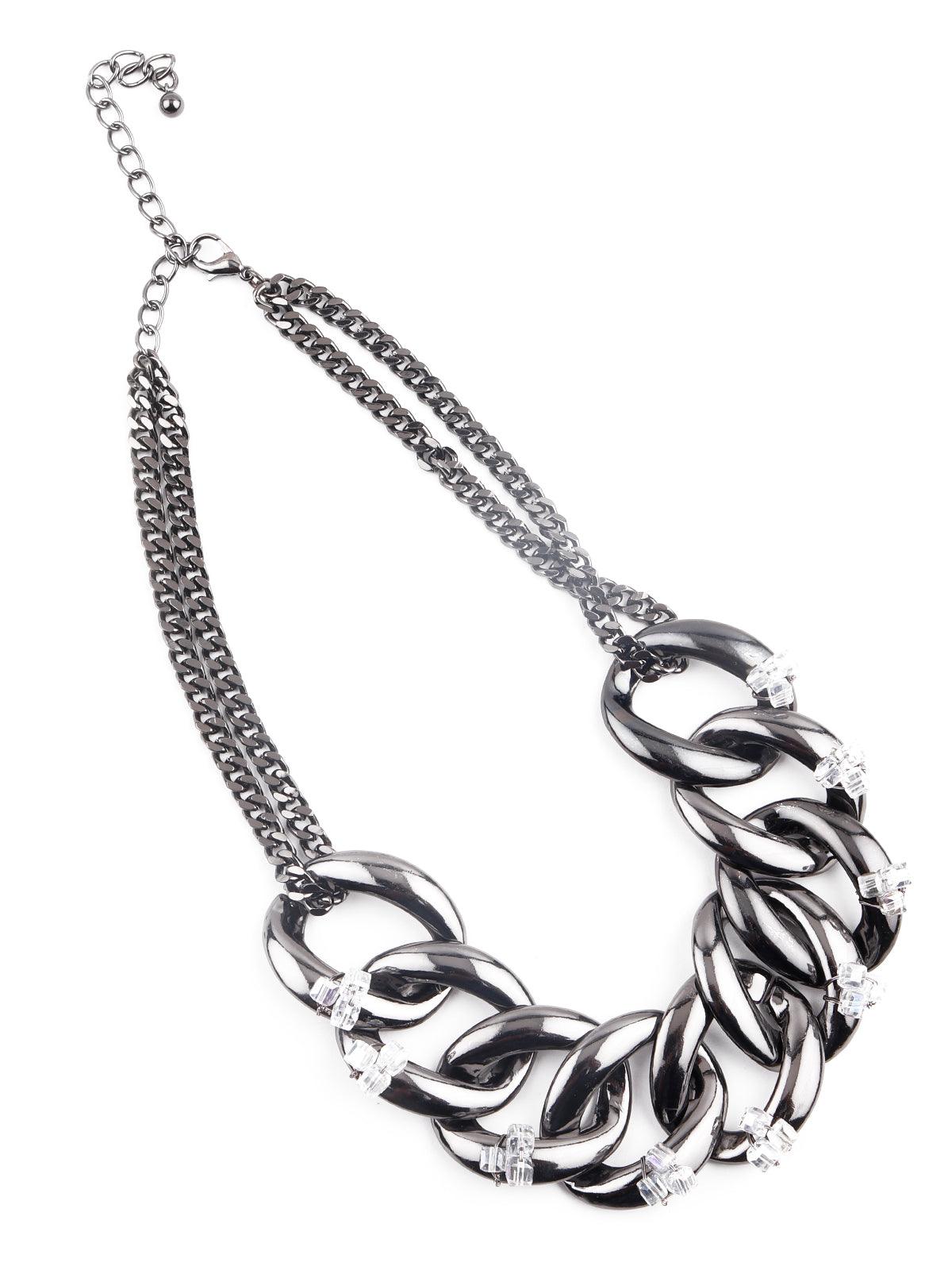 Women's Chunky Silver Tone Chain Necklace Set For Women - Odette